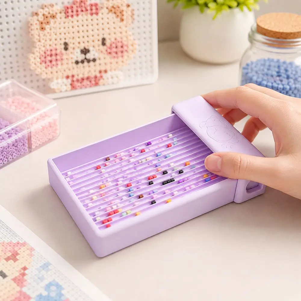 Plastic Fuse Bead Tray Craft Bead Organizer Grooved Diamond Painting Tray Ribbed Surface DIY Craft Projects Bead Aligner Tray