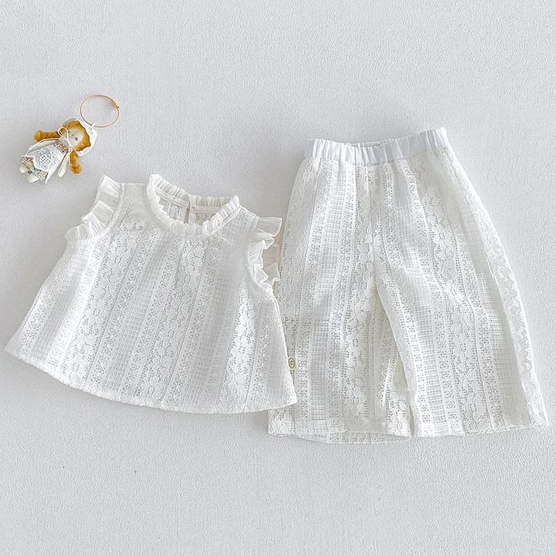 2026 New Summer 0-5Yrs Baby Girl Clothes Suit Sleeveless Vest+Pants Kids Clothing Set Children Clothes