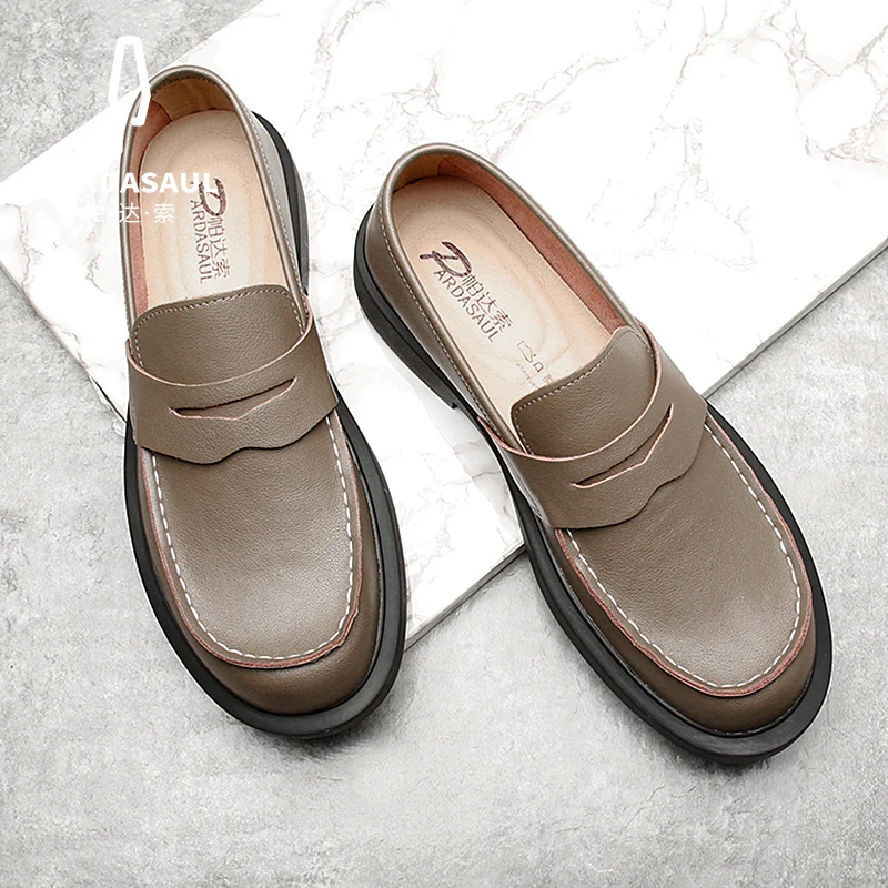 

Мужские классические однотонные деловые лоферы, новые универсальные повседневные кожаные туфли. 210802