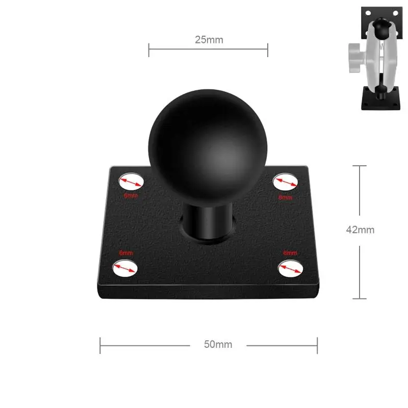1 Inch 25mm Ball Mount Base Adapter With Aluminum Alloy Square Ball Plate Support For Cycling GPS And Action Cameras