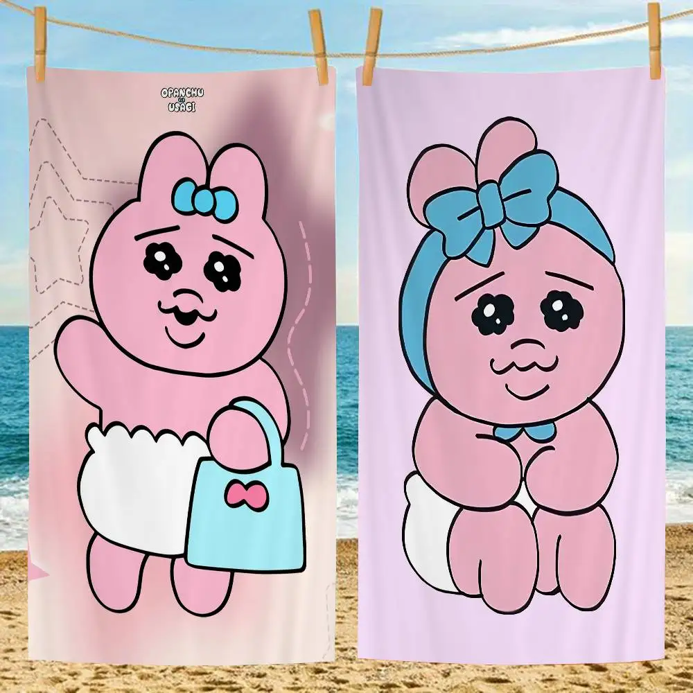 Kawaii O-Opanchu Usagi Microfiber Blanket Quick Drying Beach Towels Oversized Printing Super Absorbent Pool Towel Blanket