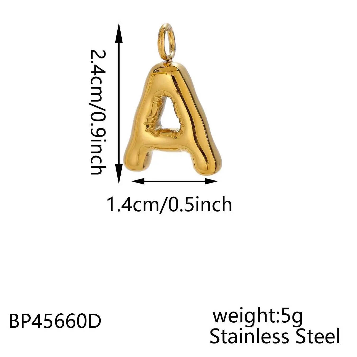 A-Z Alphabet 26 Letter Charms Set Heart Zircon Pearl Initial Letter Gold Plated Stainless Steel Pendants for DIY