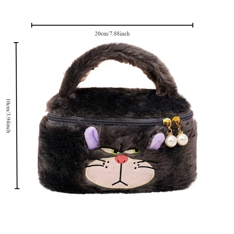 Disney Cartoon Lucifer Plush Large Capacity Shoulder Bag Cute Portable Lightweight Cosmetic Storage Bag Handbag Kawaii Bad Cat