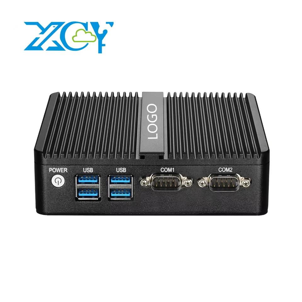 XCY Mini PC Intel Celeron J6412 Quad Cores 2x RS232/485 Dual