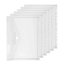 Tasche per archiviazione in plastica A4 da 6 pezzi, tasche perforate trasparenti ad alta resistenza impermeabili a 11 fori per l'ufficio della vita scolastica