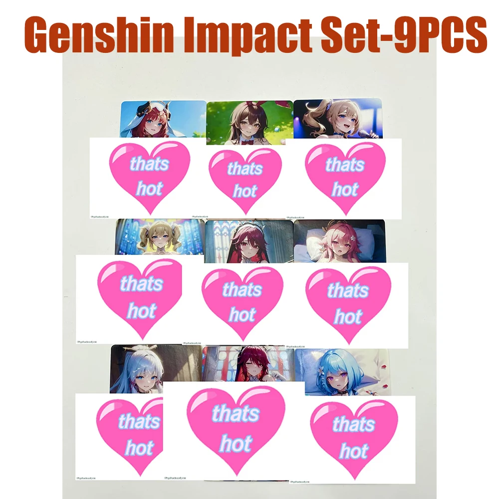 9Pcs/Set Genshin Impact Card Anime Cards Bikini Naked Sexy Swimsuit Girl Collectible ACG Waifu Flash Card Toys Birthday Gifts