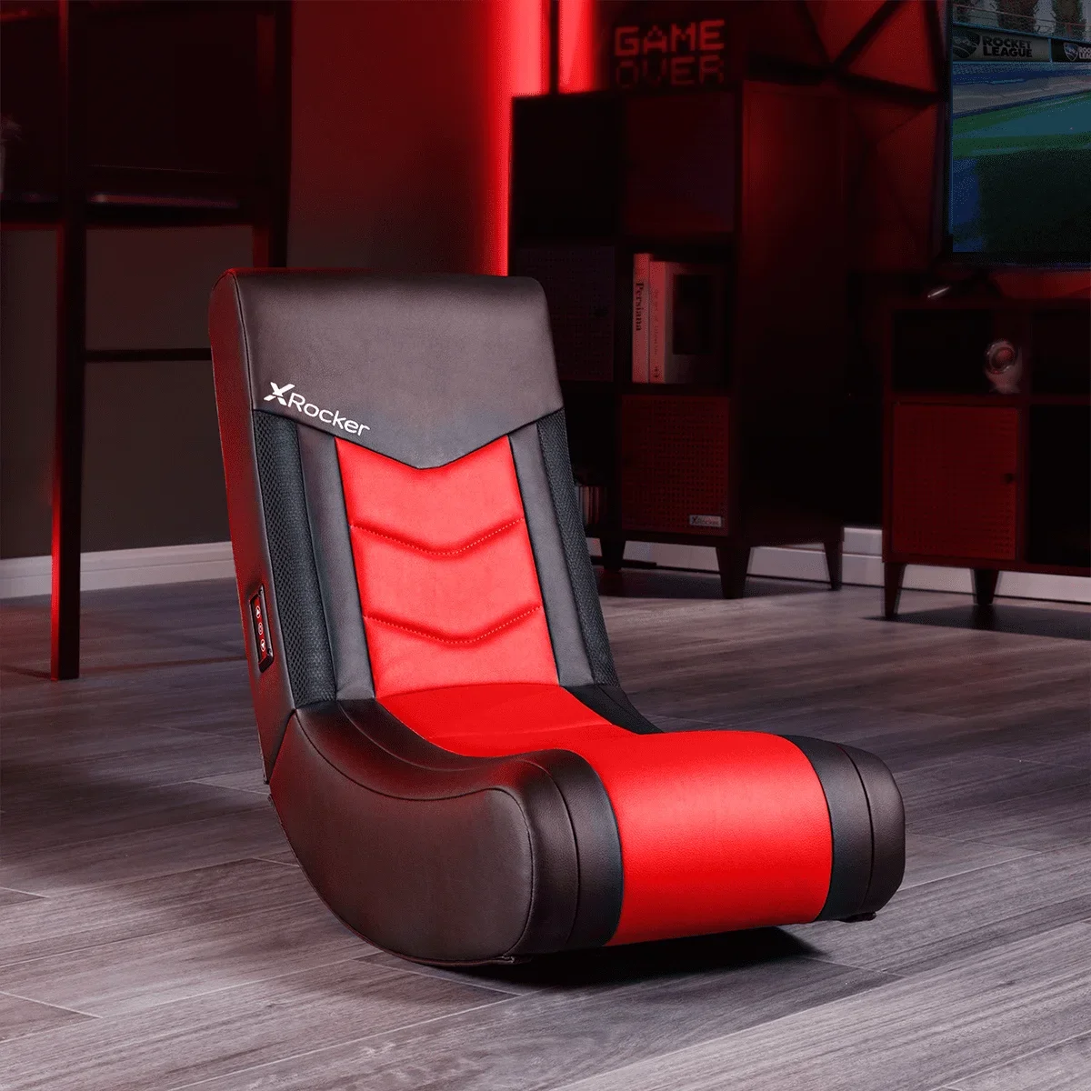 Solo Floor Rocker Gaming Chair with RGB Lighting, Red