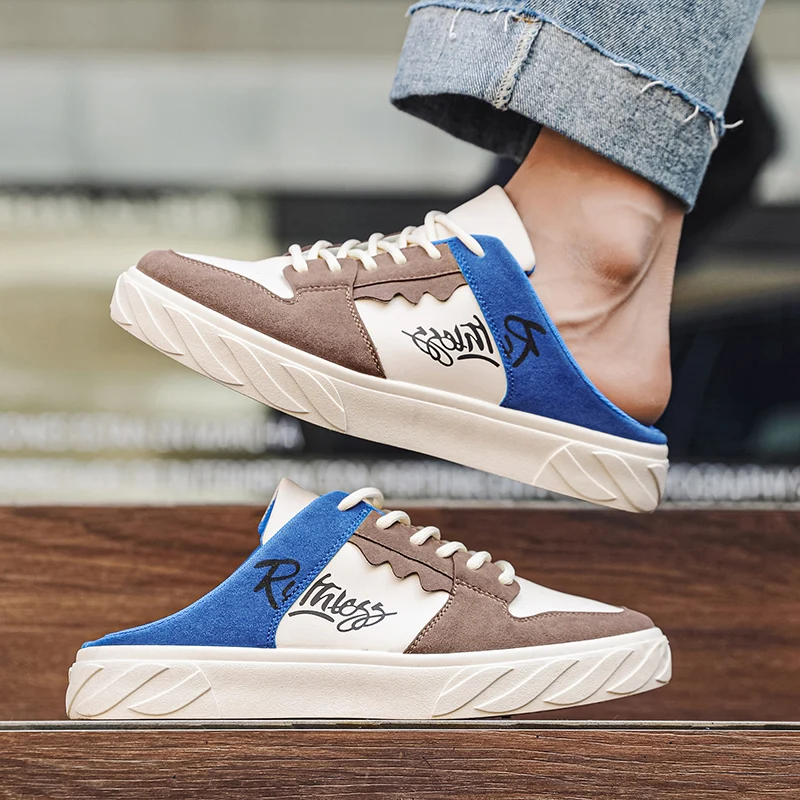 

Новые повседневные прогулочные туфли-полутапочки Fujeak: дышащие летние мужские шлепанцы, удобная обувь без застежек с верхом из ТПУ