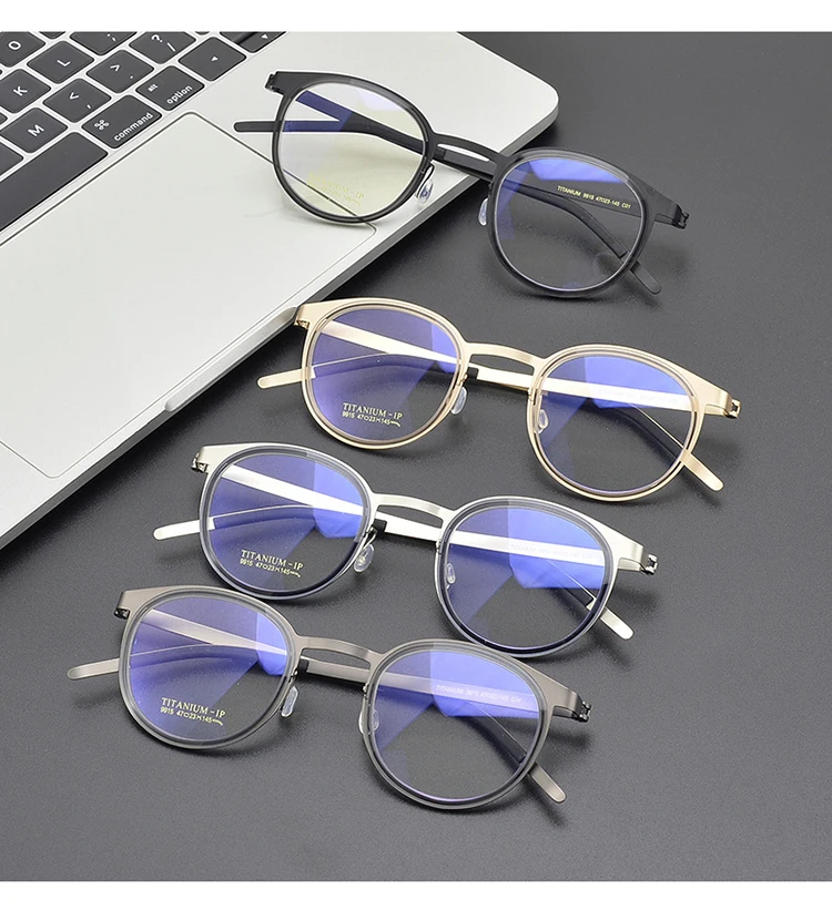 Bclear ultraleichte reine Titan Retro Männer Frauen Brille Rahmen Brillen runde Brillen Myopie verschreibung pflicht ige Brille Mode – Detail 12