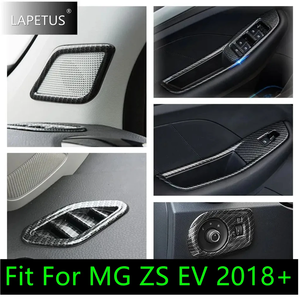 

For MG ZS EV 2018 - 2022 Carbon Fiber Air AC Outlet Vent / Window Lift Button / Pillar A Speaker Cover Trim Interior Accessories