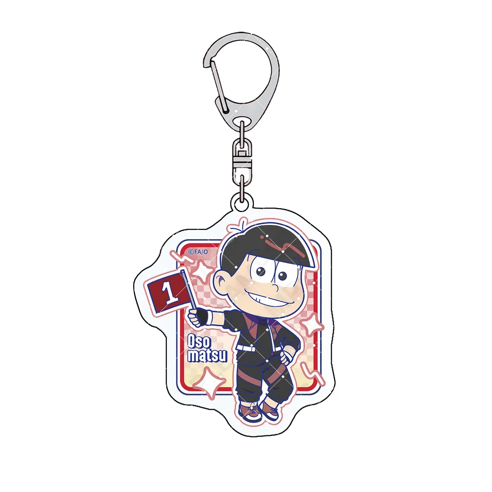 Osomatsu-san Osomatsu Matsuno 6cm Acrylic Keychain Racing Flag Chibi Anime Bag Charm Gift For Fans