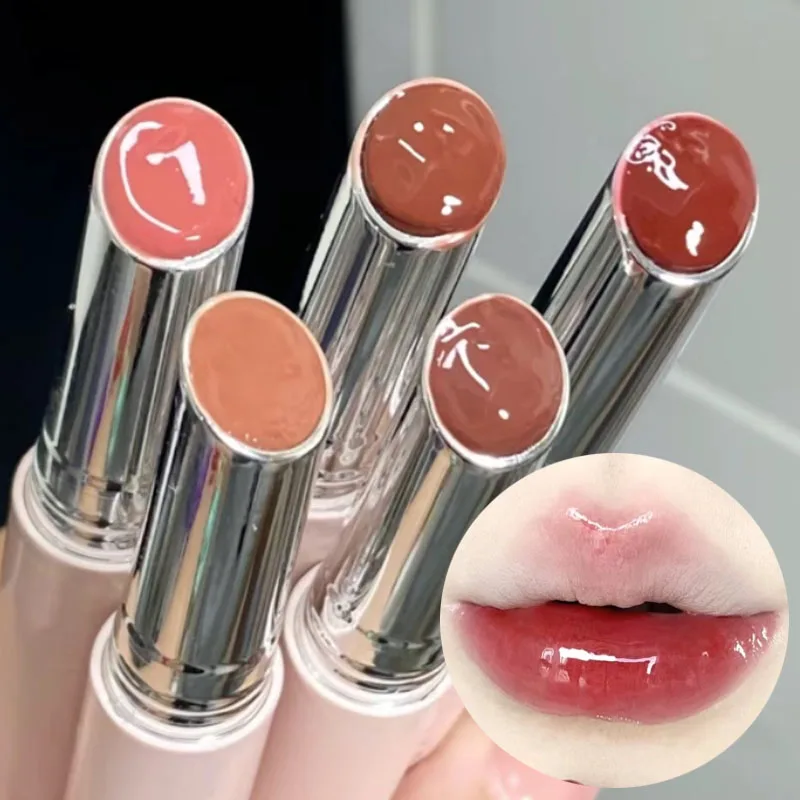 Mirror Jelly Solid Lip Gloss Lipstick Hydrating Clear Red Brown Moisturizing Lips Tint Nature Nude Korean Lip Makeup Cosmetics