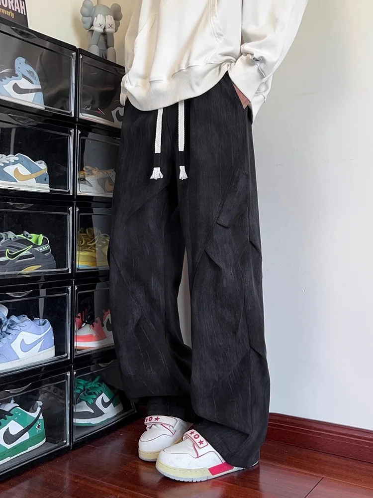 

Модные повседневные брюки прямого кроя с поясом из окрашенного шнура для подростков, весна-лето, новинка, свободный крой, рабочие брюки-джоггеры