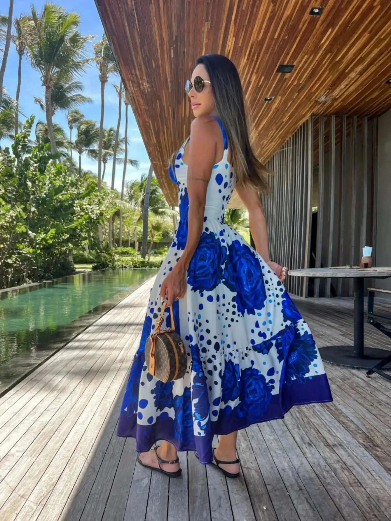 2025 Ral فساتين صفراء مطبوعة للنساء أنيقة بلا أكمام فستان طويل عطلة الدانتيل يصل رداء الصيف Bodycon Vestidos Feminino