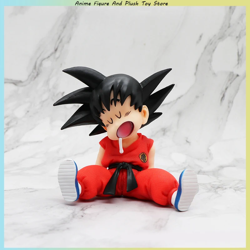 10cm Dragon Ball Z Anime Kakarotto Gk Pvc Action Figure Sitting Posture Sleep Sun Wuku Handmade Model Ornament Decoration Gifts