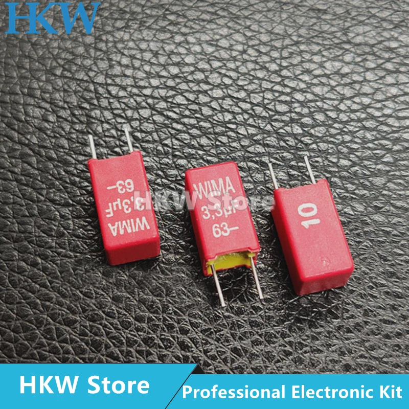 2/20pcs Original WIMA 3.3UF63V RED MKS2 Pitch 5MM Film Capacitor 63V 335 3.3UF 63V 3U3 335J 10% MKS2  Audio Capacitor