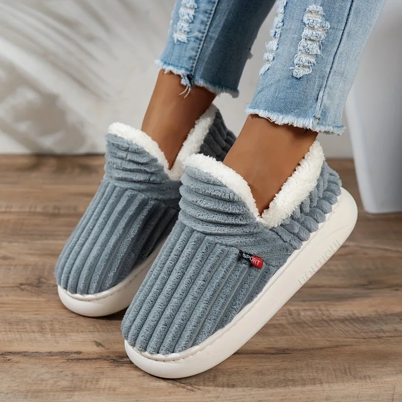 Casual Soft Sole Slippers for Women Winter Fashion Fur Boots Fuzzy Plush Men Slipper Warm Furry Women Cotton Shoes