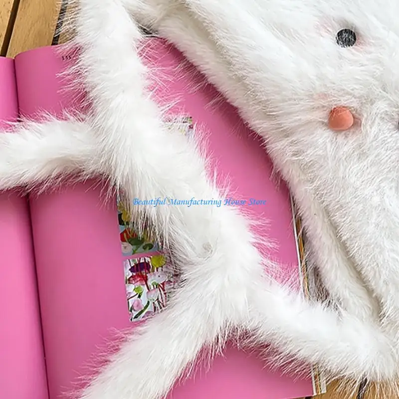 

E56A Stylish Hat Head Wrap Furry Rabbits Soft Thicken Hood for Women Winter Wear