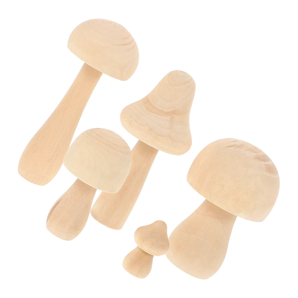 

5pcs White Embryo Mushroom Mushroom Decor Mini Unpainted Embryo Crafts Kids Garden Flowerpot Decors Lightweight Safe H held