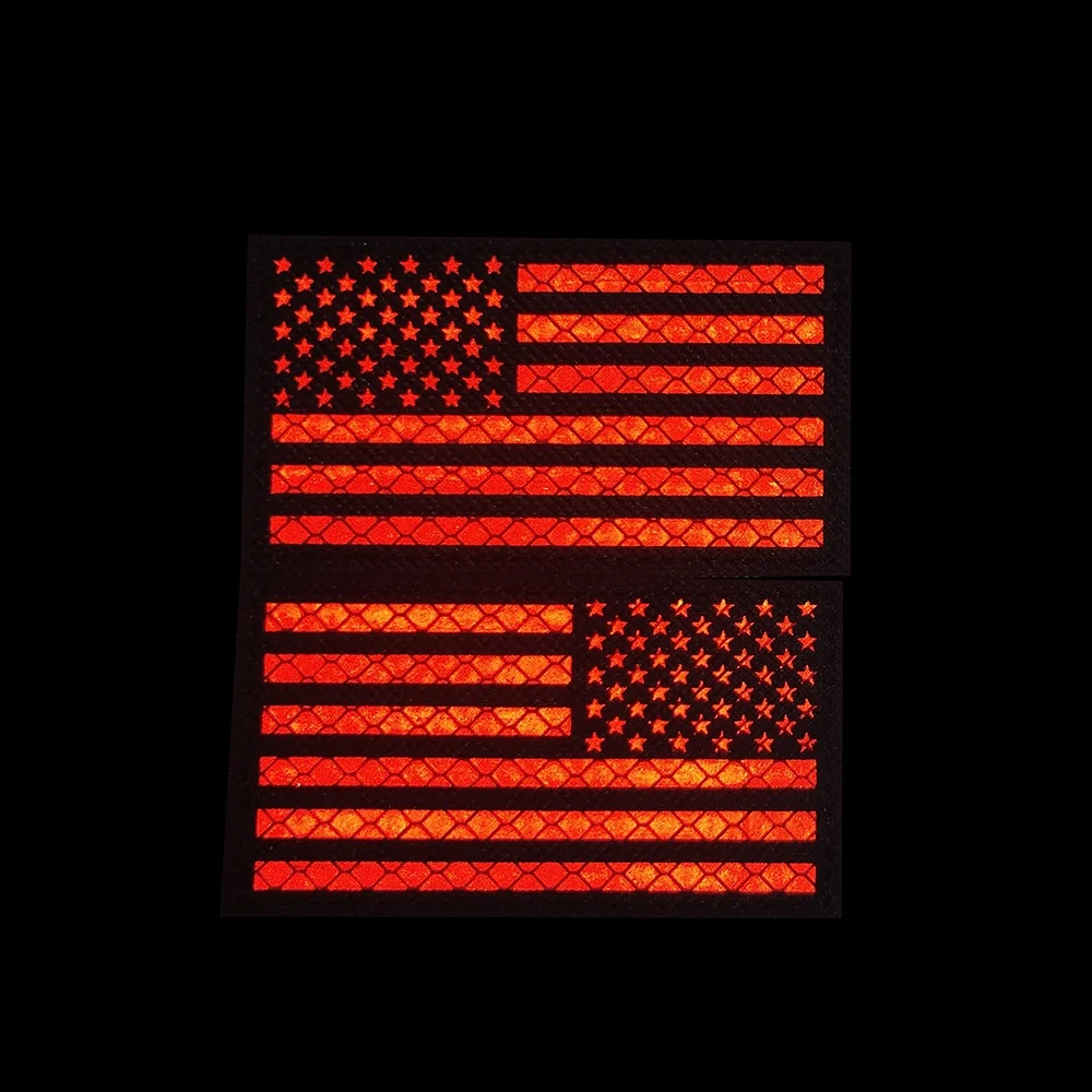 New 9X5CM Reflective Star Stripe National Flag Laser Cutting IR Luminous American Flag  Armband Badge Morale Custom Patch