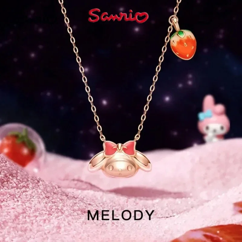 Kawaii Sanrio collier anime mélodie Hello Kitty cannelle clavicule chaîne pendentif en argent Sterling pour femmes filles cadeau d'anniversaire