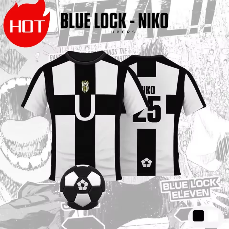 

Blue Lock Cartoon Anime BAROU AIKU Cosplay Men Jersey Summer Manga Trend Short Sleeve Breathable Children Unisex Tee Y2k Tops