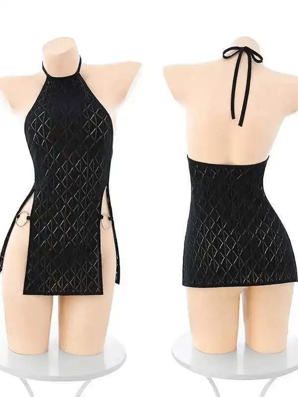 สาวร้อน Lingge Bareback ชุดตาข่ายลูกไม้ SHEER Temptation TANK ชุดมินิ 2025 ใหม่ไนท์คลับสาวเสื้อ 8ELW