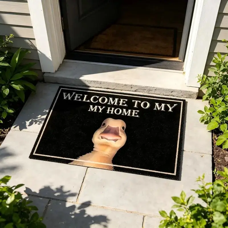 VIKAMA Duckling Welcome Entry Mat Rug Flannel Entry Rug Non Slip Welcome Mat for Front Porch Soft Cozy Aesthetic Home Decor