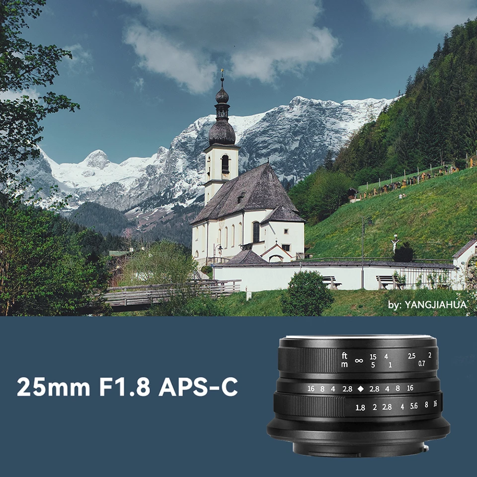 7artisans APS-C 25mm F1.8 Large Aperture Prime Lens for Portrait Still-life Photography for Sony A6000 Fuji X-T1 Canon M5