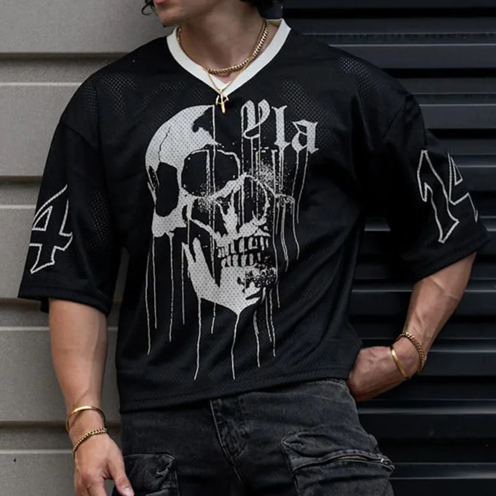 

Hip Hop Men T Shirt Fashion Casual Short Sleeve Loose Comfortable Clothing Gym Running 2025 Summer Sport Quick Drying Brand Tees