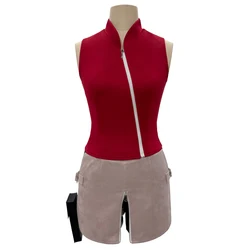 HOLOUN Anime Haruno Sakura Cosplay Costume Top Skirt Shorts Pouch Halloween Thanksgiving Day Christmas Gift