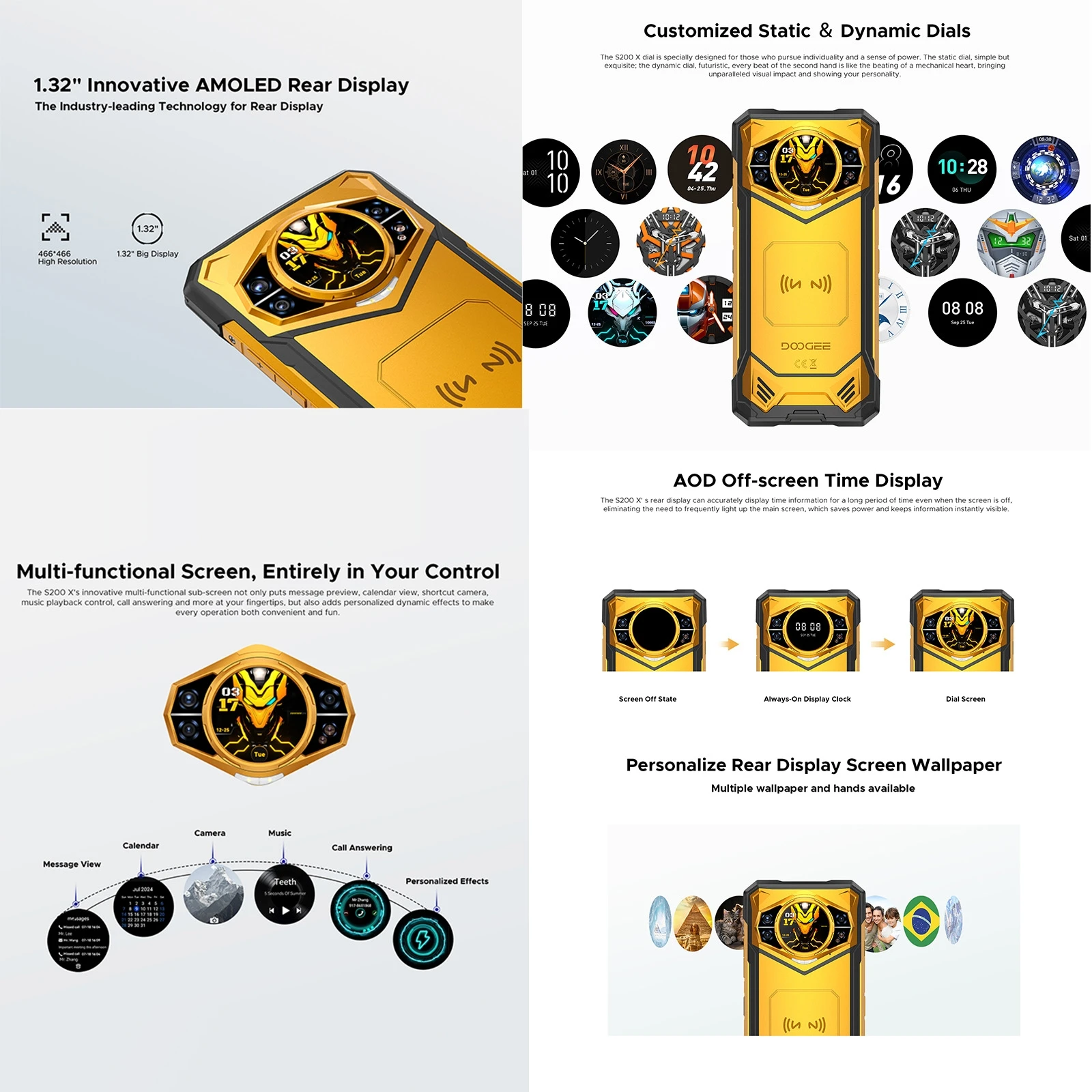 DOOGEE S200X هاتف متين 12GB + 512GB 6.72 بوصة أندرويد 14 الأبعاد 7050 10100mAh 33W 5G NFC الهاتف الذكي