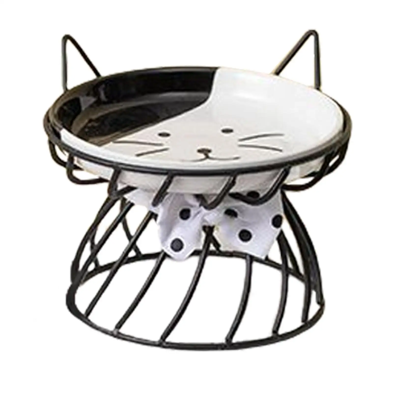 

Ceramic Cat Bowl, Elevated Cat Food Bowl with Metal Stand, Pet Bowl for Food and