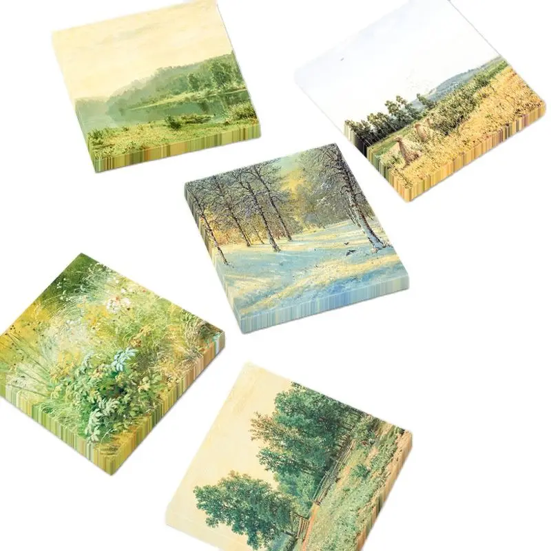 50 Sheets/Set Ivan I. Shishkin Art Painting Series Memo Pads Sticky Notes Creative DIY Journal Decoration Gift Stationery