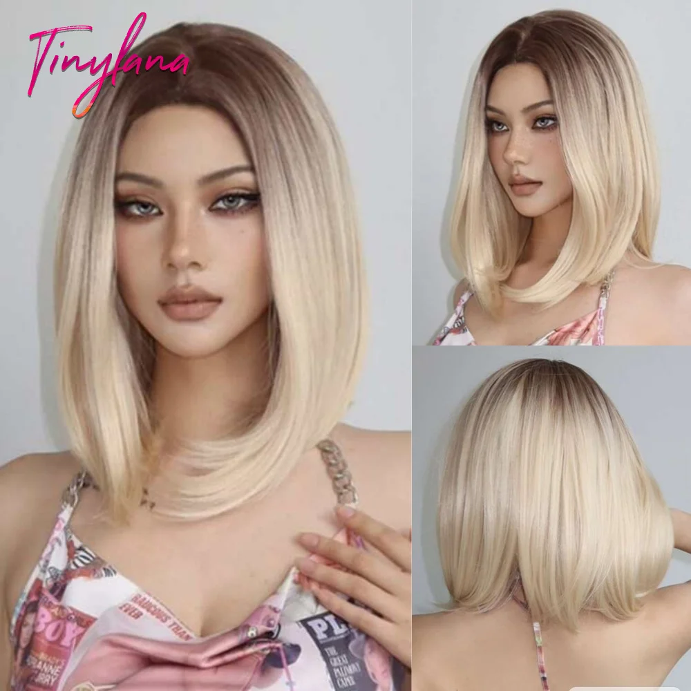 

Синтетические парики для женщин, прямые афро-волосы, блонд-коричневый, для повседневного косплея, из термостойкого волокна