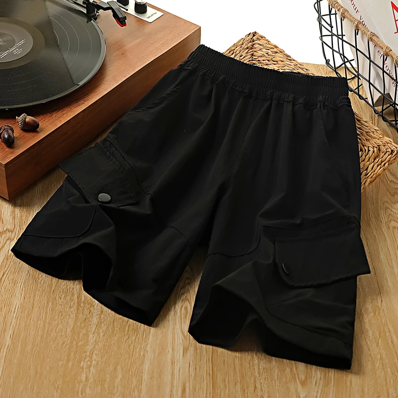 IYEAL Children Quick Dry Cargo Shorts, Boys Elastic High Waist Multi Button Pocket Casual Summer Outdoor Short Trousers