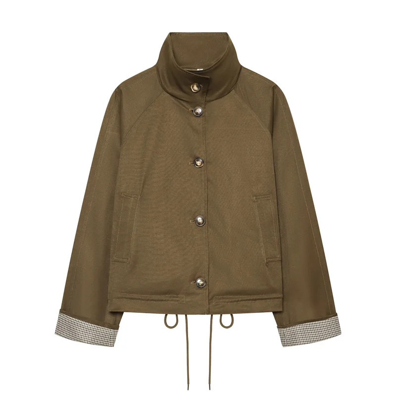 Guobioziy Women's Top 2026 New Style Women's Short Stand‑Collar Work Jacket Loose Short Drop‑Shoulder Design
