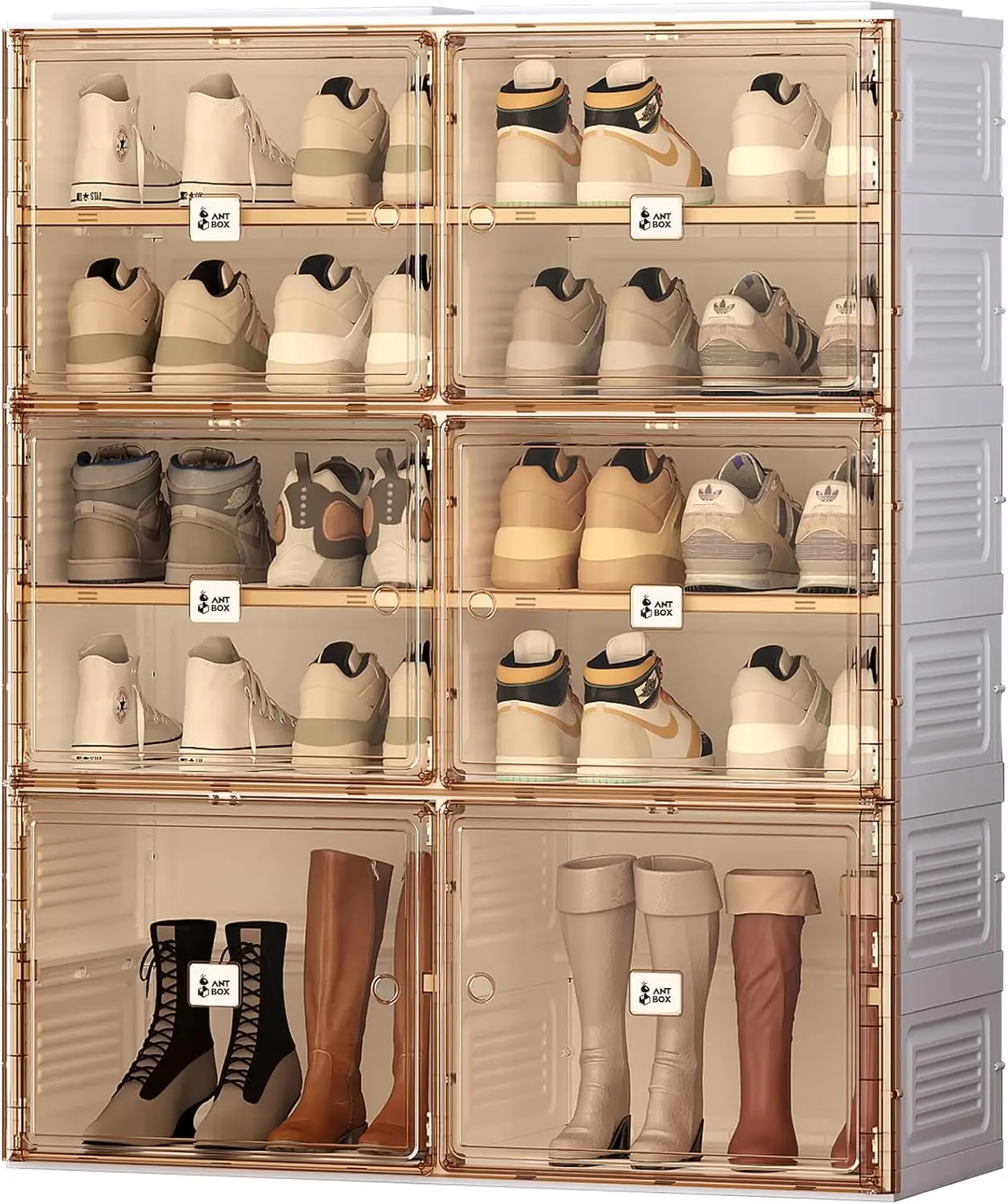 

Portable Shoe Rack Organizer Closet Entryway Stackable Sneaker Storage Cabinet Magnetic Clear Door 5 Tiers 20 Pairs
