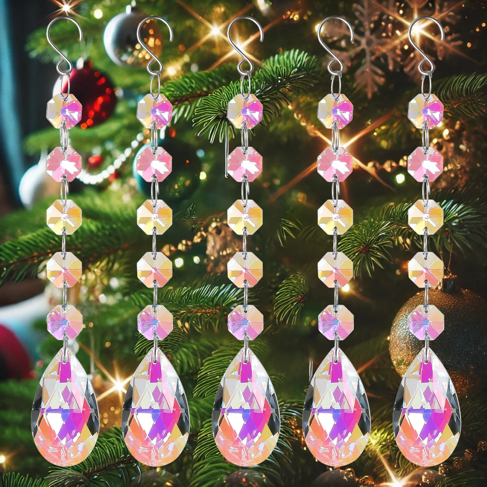 AB Colour Crystal Wind Chime Pendant Sunlight Catcher Curtain Bead Chandelier Accessories DIY Home Wedding Garden Decoration