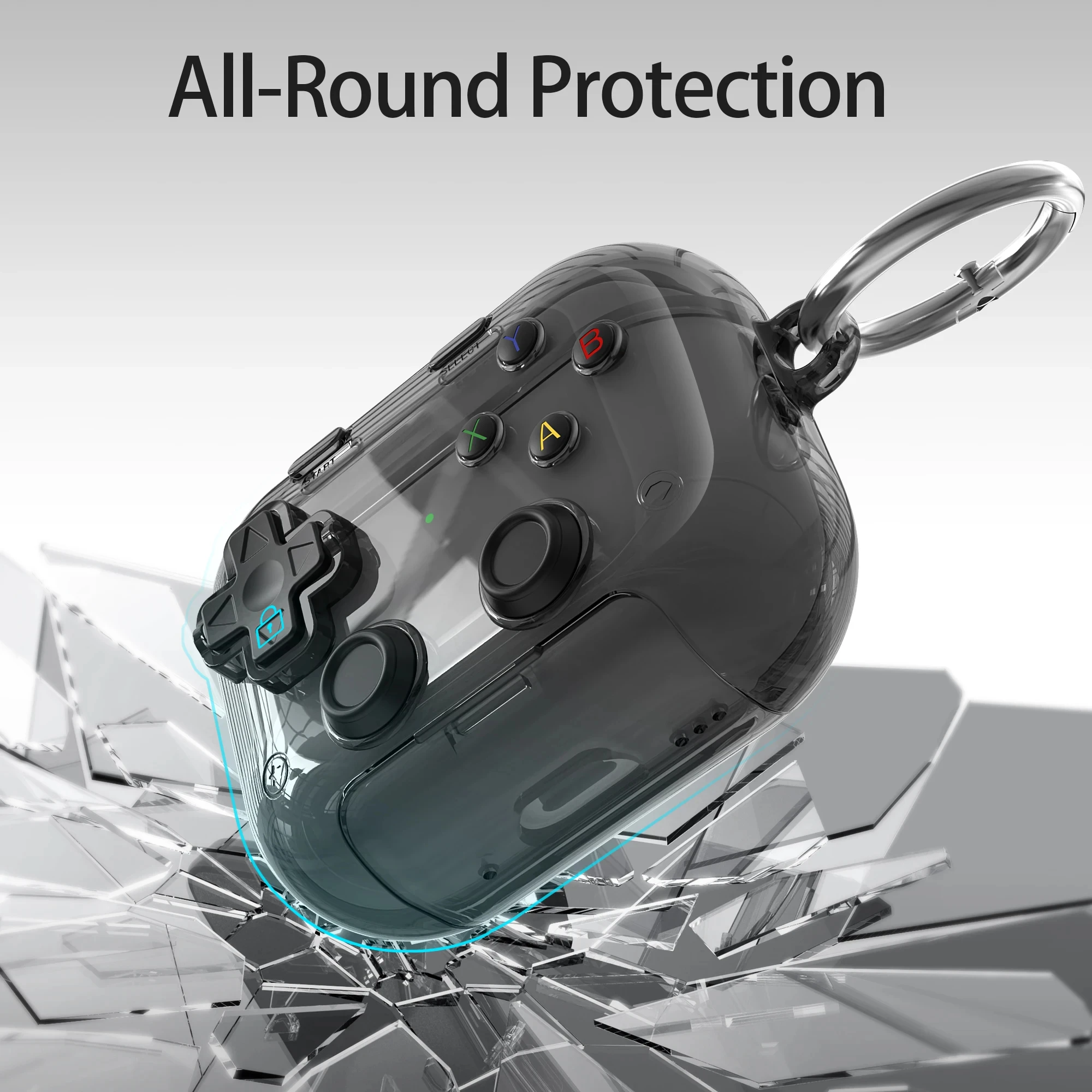 Hard Shell Game Console Design for AirPods 5/Pro 3/2/4 Cases Cover with Secure Lock Clip Protective Cover Headphone Accessories