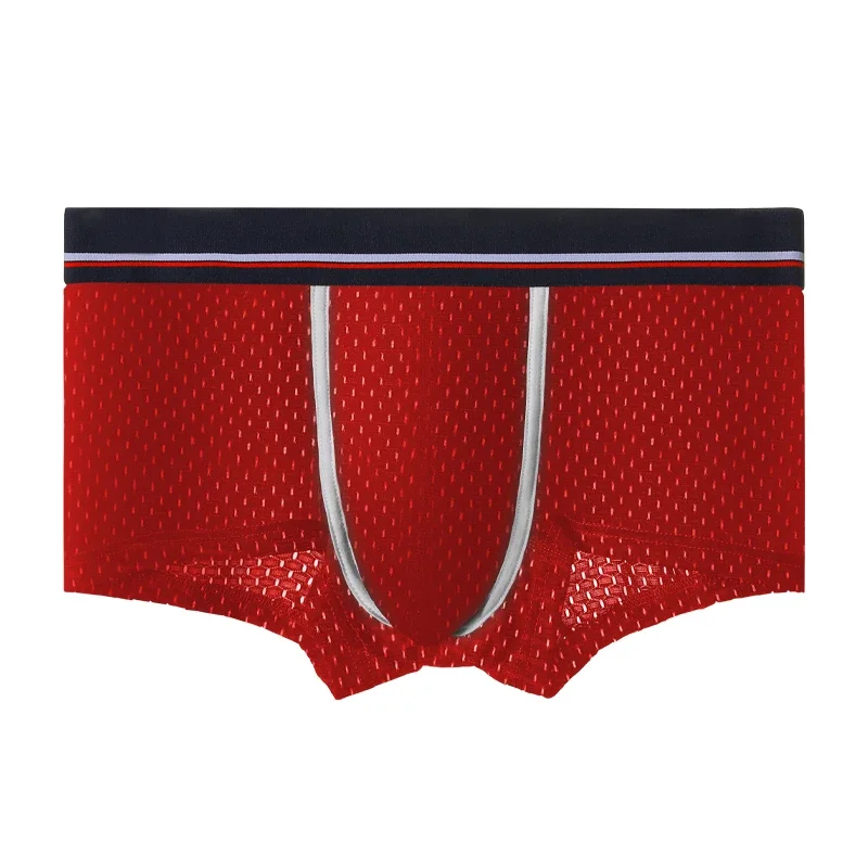 

5PCS Men's ice silk underpants, mesh boxer briefs. Men's summer-thin and breathable boxer shorts with a U-shaped bulge.
