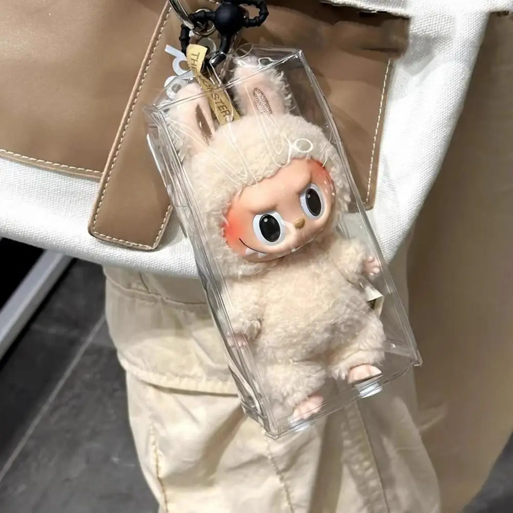 15cm Transparent Pain Pack for labubu Pendant Protective Cover Doll Plush Dustproof Bag Hanging Bag