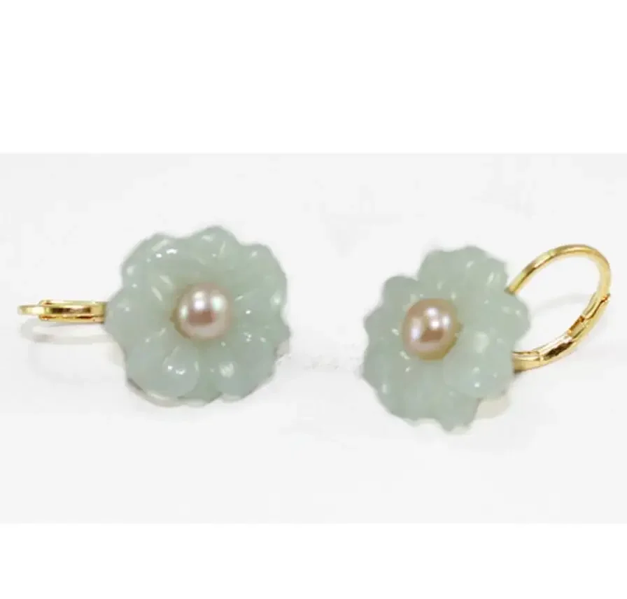 

Flower Natural jade Earring