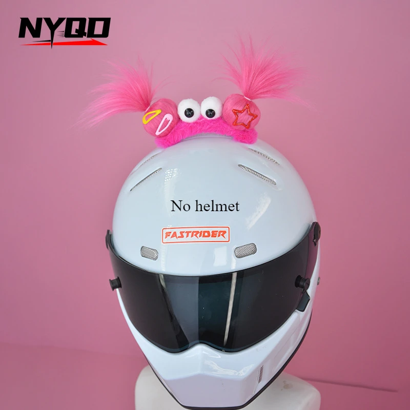 Cute Funny Helmet Decoration Braids Wigs Motorcycle Cycling Ski Helmet Funny Decor Accessories Sticker Double Horsetail Cat Ears