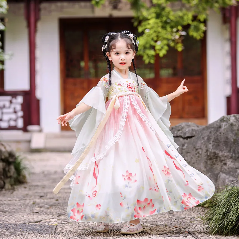 

Han Fu Girls Summer Thin Chinese Style Children's Super Fairy Tang Costume Dress