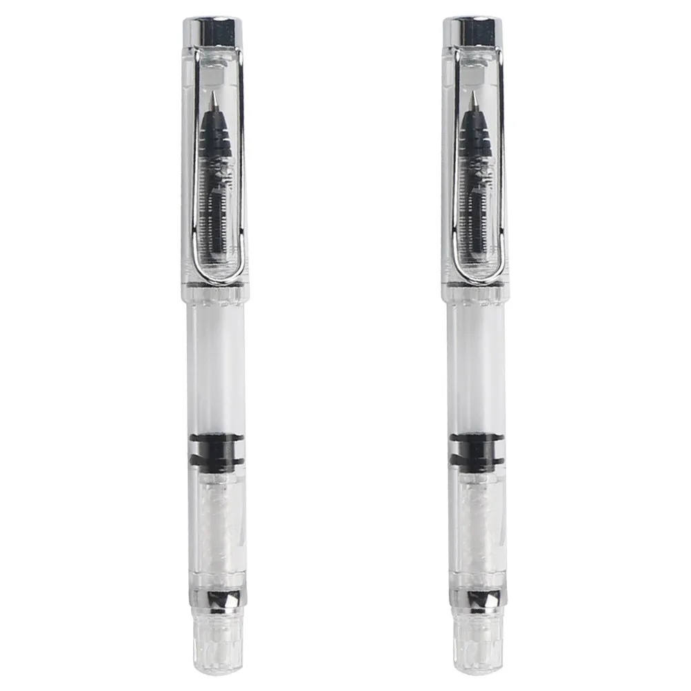 2Pcs Transparent Ink Pen with Lid Smooth Writing Performance Reliable Flow for Calligraphy Drawing Note Taking Business Office