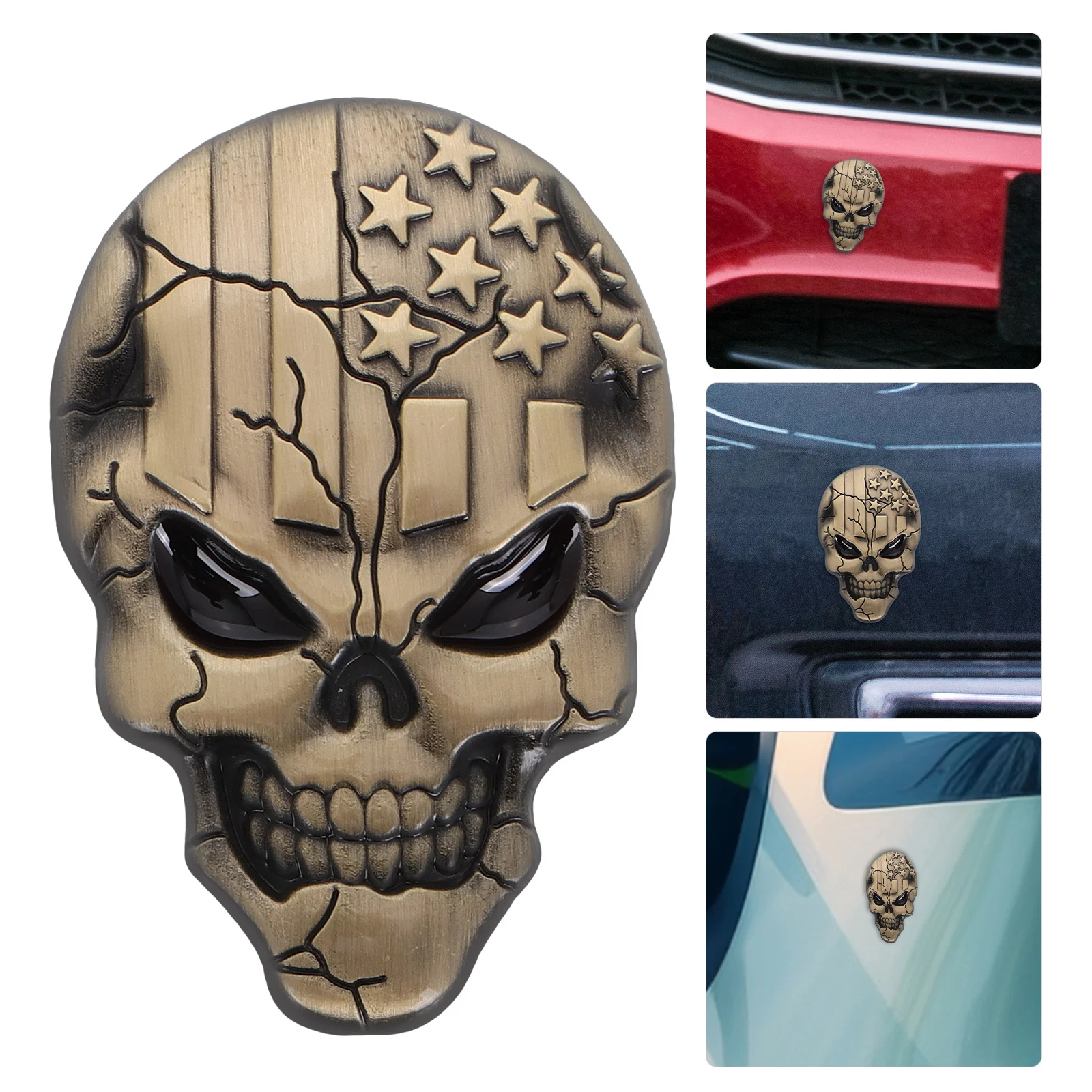 

Skull Badge Stickers 3D Alloy Laptop Skull Decals Luggage Skull Decals Vehicle Skull Stickers Carges Stickers for Cars