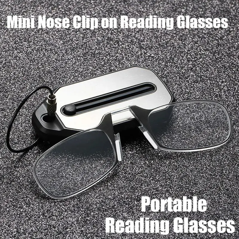 Schlüsselanhänger-Brille mit Nasenclip, Ultraleichte Tragbare Randlose Lesebrille für Damen und Herren, Dioptrien +1,0 +3,0 – Detail 3