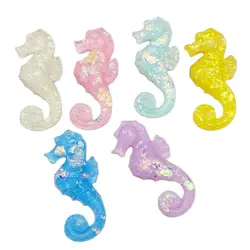 12Pcs Resin Cute Mini  Marine Bionic Seahorse Series Flatback Figurines Scrapbook Wedding  Nail Art Decor Crafts