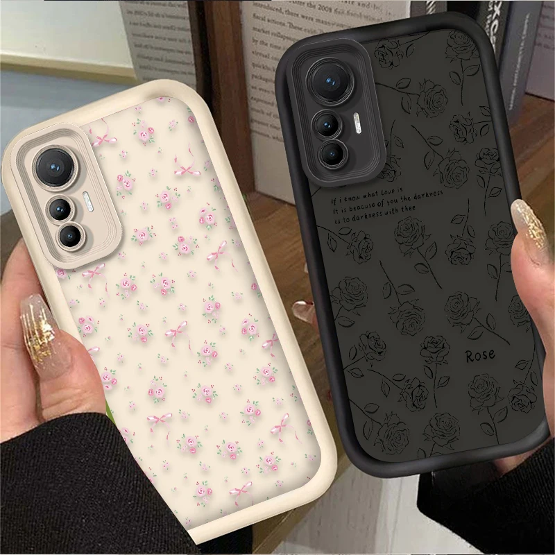 Rose Flower Silicone Phone Case for Samsung Galaxy A55 A35 A25 A15 A05 A05S 5G A24 A13 A23 A12 A22 A32 A52 A52S A71 A72 A51 4G